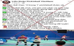 Cảnh giác thủ đoạn giả mạo “Liên đoàn Pickleball Việt Nam” để lừa đảo chiếm đoạt tài sản